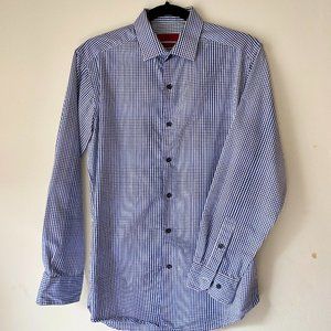 Alfani Men's Blue & Black Gingham Fitted Dress Shirt